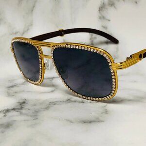 Men Women Sunglasses Fashion‎ Hip Hop Style Diamond Bling IceOut Shades Gold